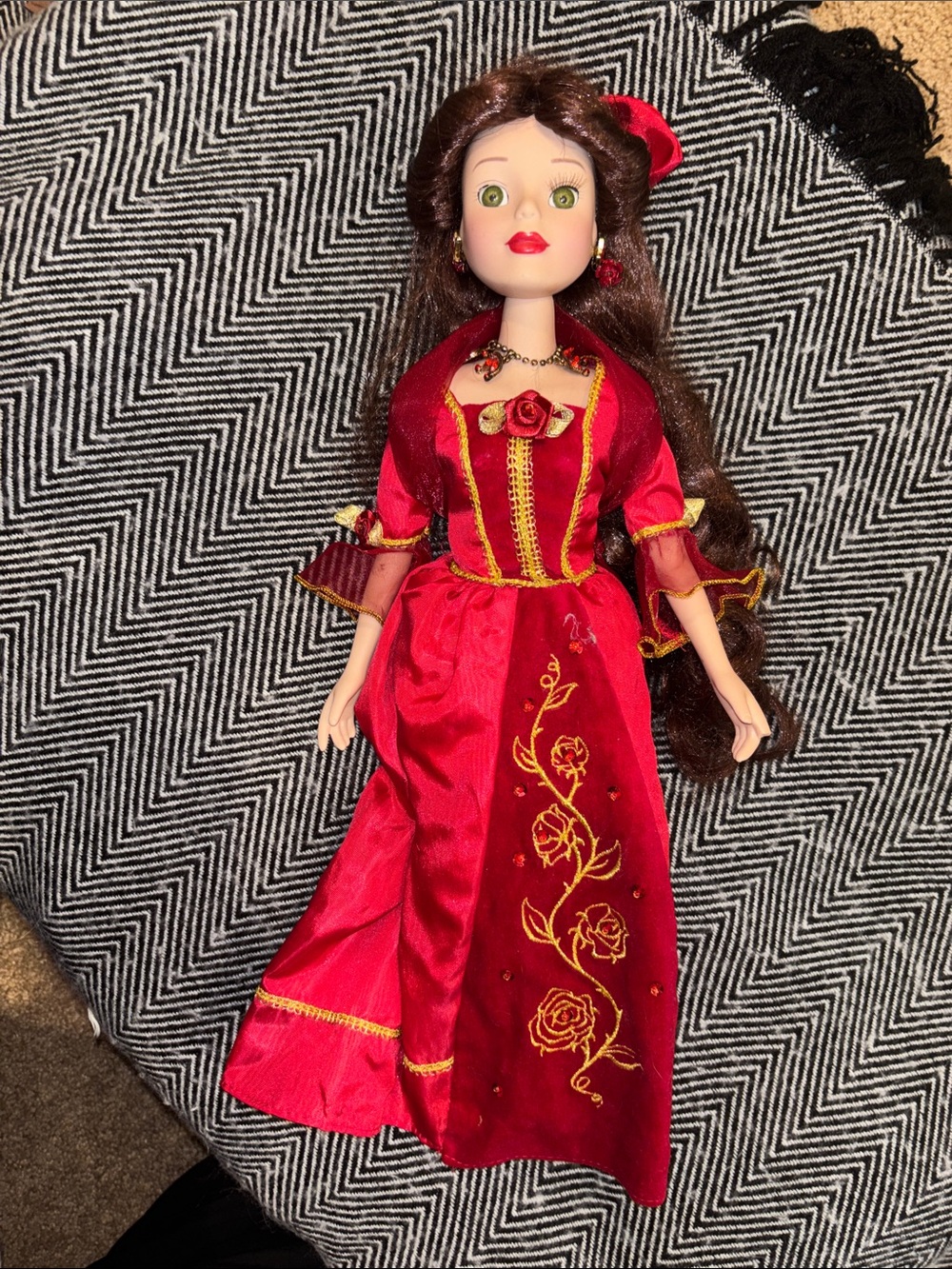 Disney Red Princess Doll in Gold-Trimmed Gown